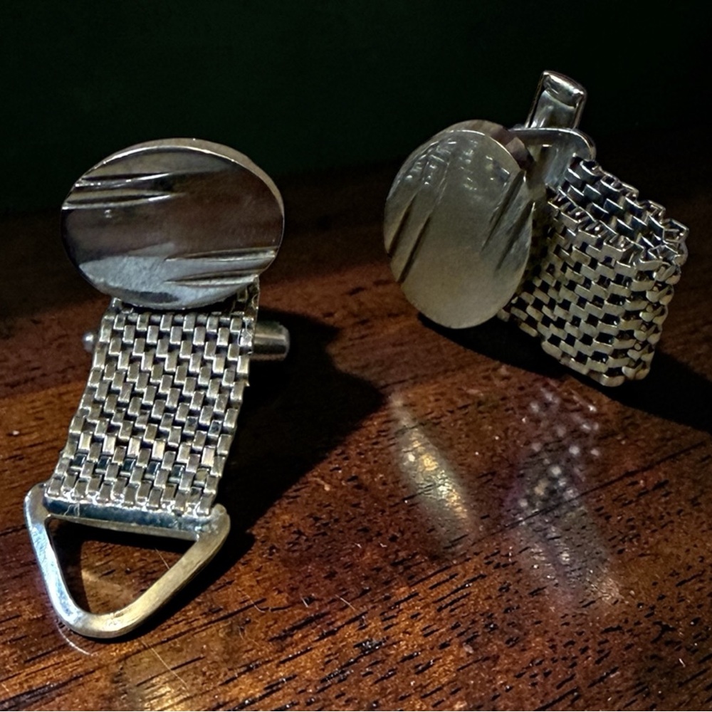 Vintage Silver Mesh Cufflinks